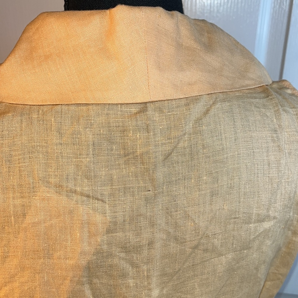 Edward 100% Irish linen sleeveless top. Orange crossbody tie. large. Fall. - Picture 8 of 11